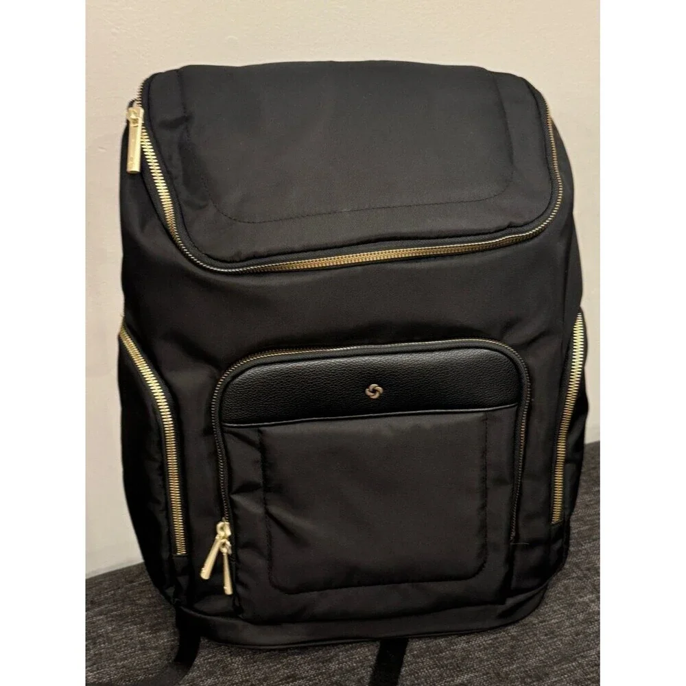 Samsonite Black Men's Travel Backpack with Gold Hardware, women’s bag 🏖️